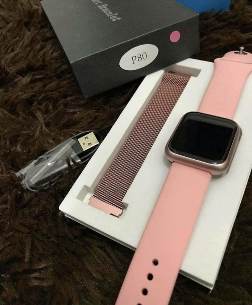 Relogio Smart Watch P80 Rose Brinde 1 Pulseira