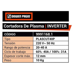 Cortadora de Plasma 6-12mm Monofasica Dowen P en internet