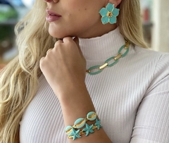 Bracelete Esmaltado Estrela do Mar Turquesa - comprar online