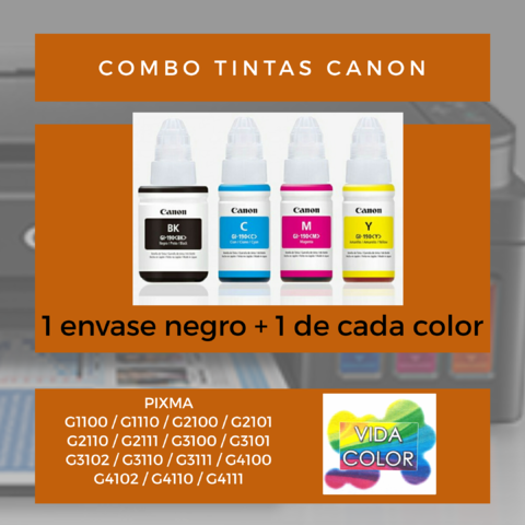 KIT Tinta Canon G2100 G3100 G4100 Gi 190 190c 190y 190m Original