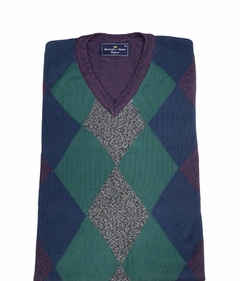 Sweater Esc/v Con Rombos Combinado H&b (7765)