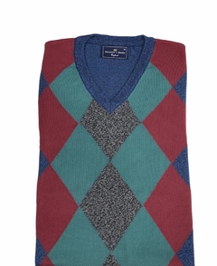 Sweater Esc/v Con Rombos Combinado H&b (7765) - comprar online