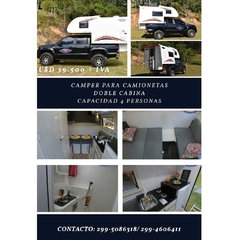 Campers para camionetas doble cabinas- Capacidad 4 Personas