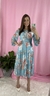 Vestido godê microtule floral azul Mirela moda evangélica - comprar online