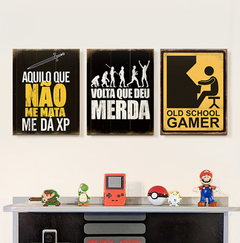 Conjunto de 3 Placas Decorativas 19x24 - Gamer/Geek - comprar online