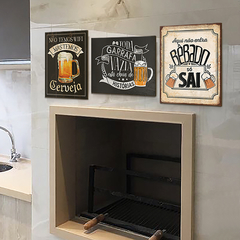 Conjunto com 3 Placas Decorativas 24x19 - Cerveja - comprar online