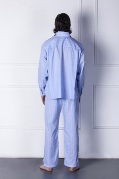 TOTEM - Set Pijama UNISEX largo de Algodón y Lino - OLYMPIA BLUE Sleep & Loungewear