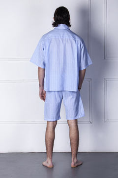 TOTEM - Set Pijama Corto para hombre de Algodón y Lino - OLYMPIA BLUE Sleep & Loungewear