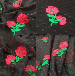 Microtul Lunares Bordado Flores