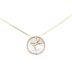 COLAR FEMININO MEDALHA BE KIND FOLHEADO A OURO 18K Dourado