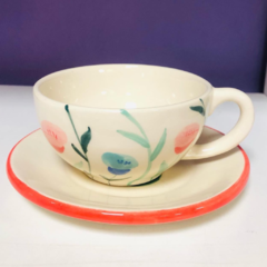 SET TETERA DE CERÁMICA BLANCA CON FLORES - comprar online