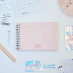 BITÁCORA DE VIAJE WORLD MAP CARTÓN ROSE GOLD