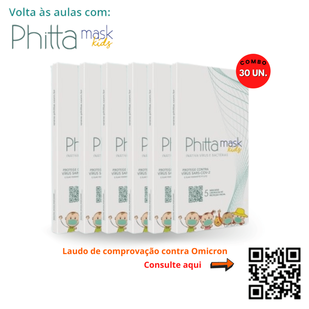 Máscara Phitta Infantil Virucida Combo 30 Unidades
