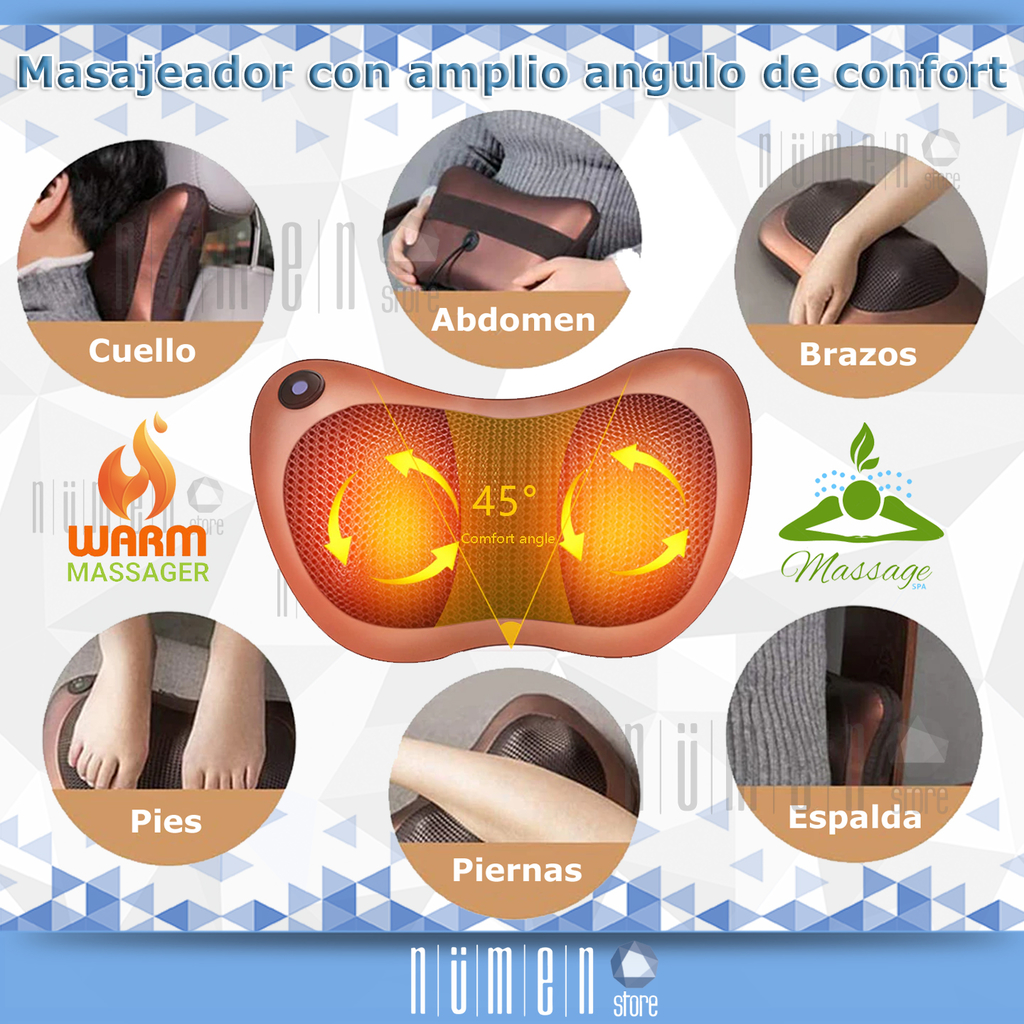Silvano Aparato de masaje SHIATSU inalámbrico para cuello y espalda con  opción de calor