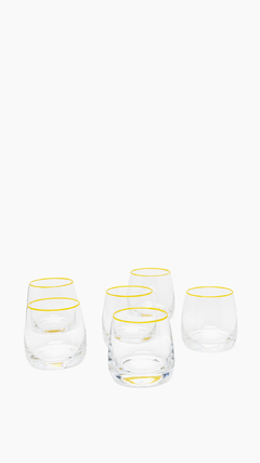 Set x12 Vaso Sari Cristal con Borde Amarillo - comprar online