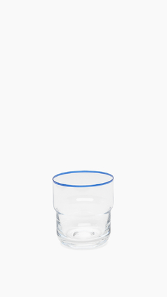 Set x12 Vaso Apilable Cristal con Borde Azul