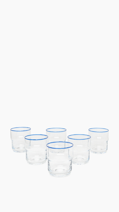 Set x12 Vaso Apilable Cristal con Borde Azul - comprar online