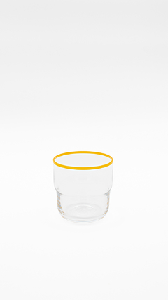Set x12 Vaso apilable cristal con borde amarillo