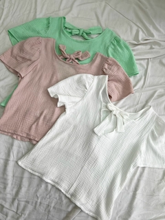 SALE ART.051B BLUSA LAZO ESPALDA MANGA PRINCESA BAMBULA ALGODON - tienda online
