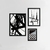 Kit Home Staging Abstrato Preto e branco Cód. 4004 com 3 Quadros de diversos tamanhos