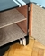 (JB) Mueble madera maciza laqueado azul oscuro, plateado a la hoja, forrado con arpillera / 43 × 37 × 58