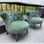 (TL) 2 sillones tapizados en pana verde / 65 de diámetro x 60 de alto