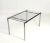 (LP) Mesa con tapa de vidrio y patas cromadas de Simet / 1,40 x 80 x 72