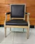 (JB) Dos sillones tapizados en cuero, respaldo pintado / 51 × 52 × 91