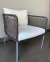 (MG) Dos sillones individuales tiento marrón y lino de Whertheim / 67 x 70 x 42/68