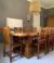 (GL) Juego de mesa y 12 sillas, en madera pinotea maciza / mesa 295 x 127 x 79/ sillas 51 x 46 x 45