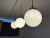(MG) Tres lámparas vidrio opalina y varilla / 29 diámetro x 80 cm de altura (regulable) - comprar online