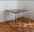 (JB) Mesa costado tapa cristal pintado base acero pulido, de Fontenlla / 60 × 60 × 45