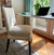 (TL) Nueva. Silla con funda de tussor rayado y pata negra / 50x48x90