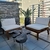 (FJ) Dos sillones de madera maciza de saligna y mesa de hierro y madera / sillones 75 x 72 x 35 / mesa 50 x 60 x 40