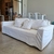 (FJ) Sillón tapizado en cuero blanco con funda de bull offwhite / 220 x 100 x 44
