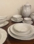 (MG) Vajilla de Verbano blanca con virola plateada / x 12 unidades (8 tazas de té ) más fuentes