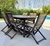 (JB) Juego exterior madera mesa extensible, 6 sillas / 235 × 110 × 75/47 × 38 × 90