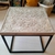 (JB) Mesa baja hindu tapa madera labrada con vidrio, estructura hierro / 60 × 60 × 50