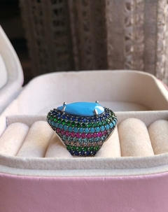 ANEL PRATA 925 PEDRA TURQUESA - comprar online