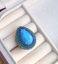 ANEL PRATA 925 PEDRA TURQUESA