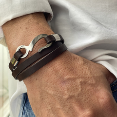 PULSEIRA MASCULINA COURO GANCHO