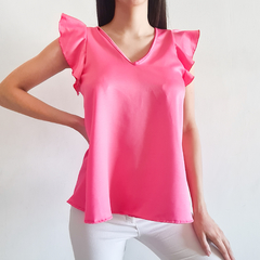 Remera blusa con volados - tienda online