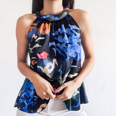 Musculosa estampada cuello americano - tienda online