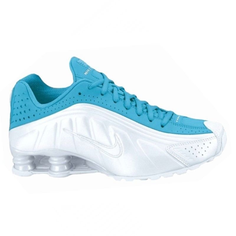 nike shox r4 branco e azul bebê