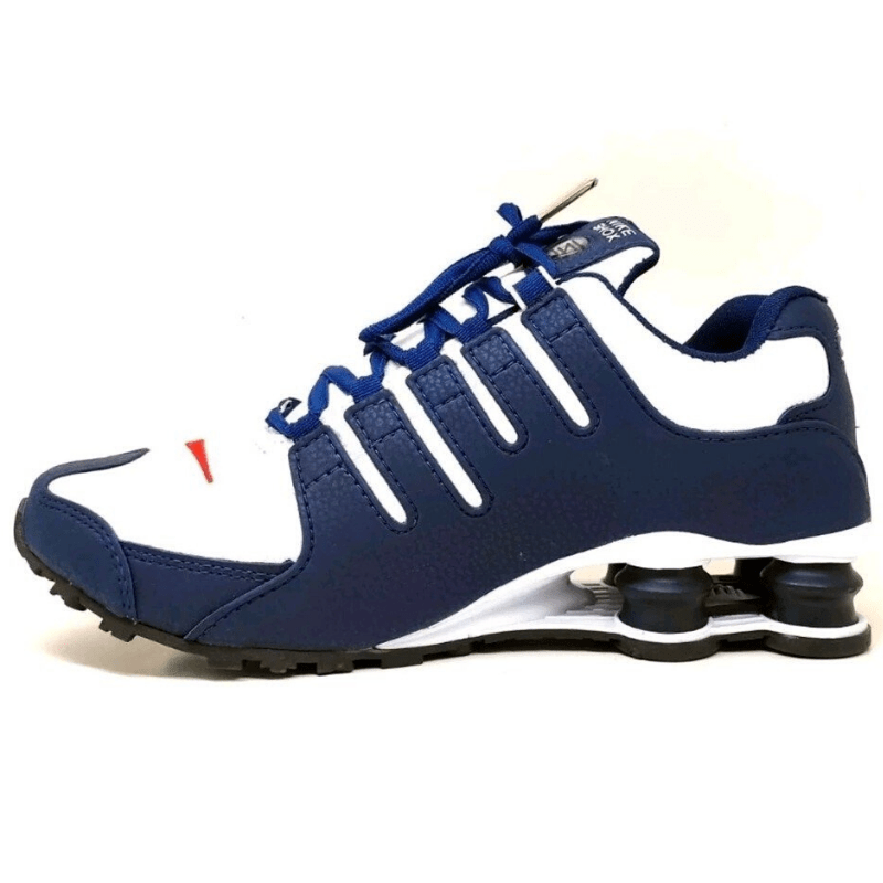 tenis nike shox nz branco e azul