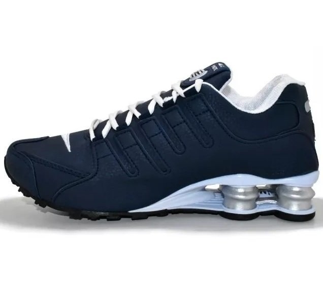 nike shox nz prata e azul