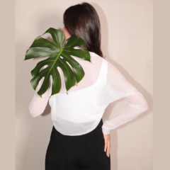 Blusa tule bolero manga longa BRANCO