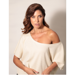Blusa ombro á ombro com brilho - Off White com dourado na internet
