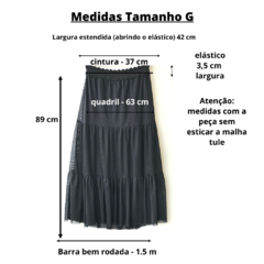 Saia tule preta longa- Preta - loja online