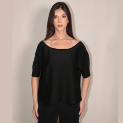Blusa ombro á ombro preta com brilho - RP Collection